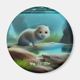Stomme baby otter in vijver - personaliseerbaar magneet