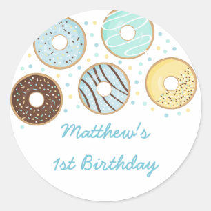 Stomme blauwe donut ronde sticker