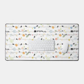 Stomme bloemen en vogels op de draad bureaumat (Keyboard & Muis)