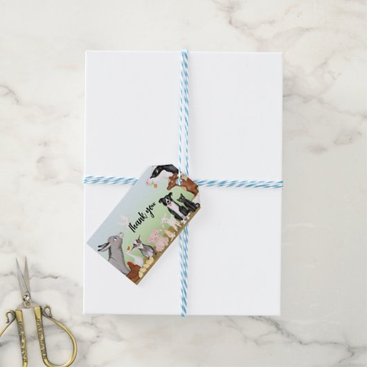 Stomme boerderijdieren dank je label cadeaulabel (Met Touw)