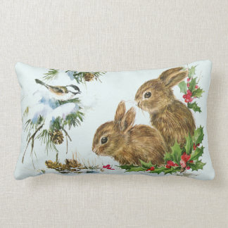 Stomme Bunnies met kerstHolly Berries Kussen