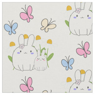 Stomme Bunnies met lentedagen en vlinders Stof