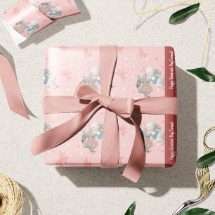 Stomme Bunnies op roze Valentijnsdag Pattern Cadeaupapier