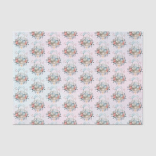 Stomme Bunny in een mand met eieren en  bloemen Tissuepapier