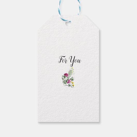 Stomme bunny in waterverf bloemen cadeaulabel (Achterkant)