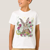 Stomme bunny in waterverf bloemen t-shirt (Voorkant)