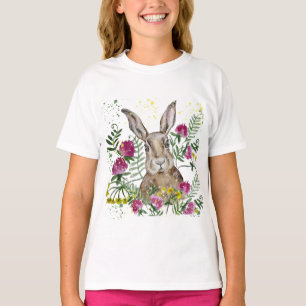 Stomme bunny in waterverf bloemen t-shirt