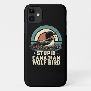 Stomme Canadese Wolf Bird iPhone 11 Hoesje