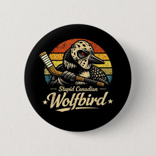 Stomme Canadese Wolf Bird Ronde Button 5,7 Cm