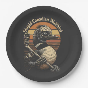Stomme Canadese Wolf Vogel Papieren Bordje