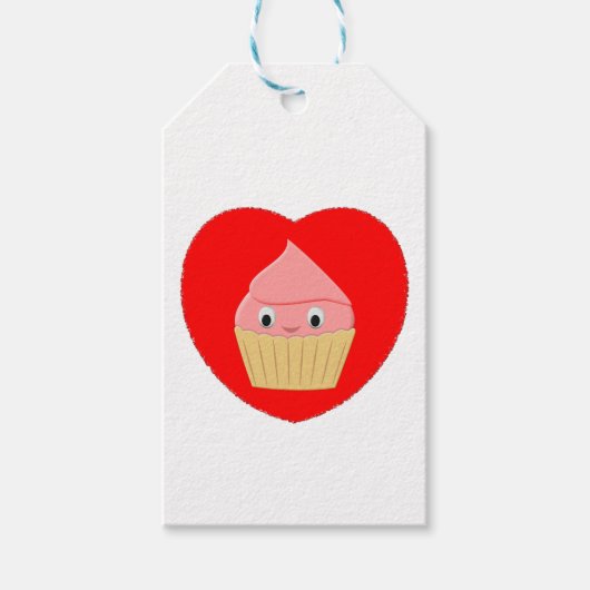 Stomme Cartoon aardbeienbrood in rood hart Cadeaulabel (Voorkant)