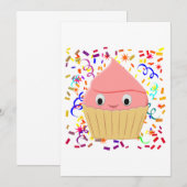 Stomme Cartoon aardbeienbrood met Confetti Kaart (Voorkant / Achterkant)