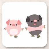 Stomme Cartoon pigs op een Onderzetters looppas (Voorkant)