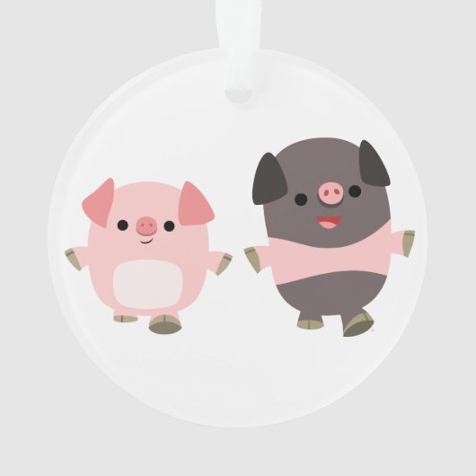 Stomme Cartoon varkens op een loopAcrylOrnament Ornament (achterkant)