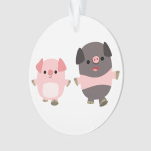 Stomme Cartoon varkens op een loopAcrylOrnament Ornament