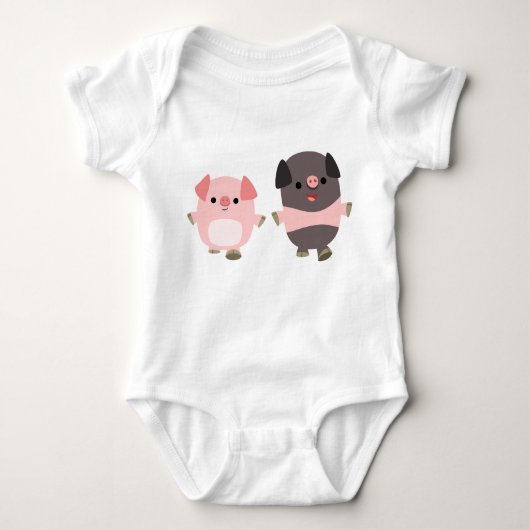 Stomme Cartoon varkens op een looppas Baby Romper (Voorkant)
