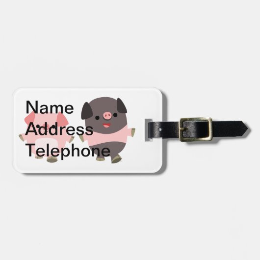 Stomme Cartoon varkens op een loopse Bagagelabel (Voorkant horizontaal)