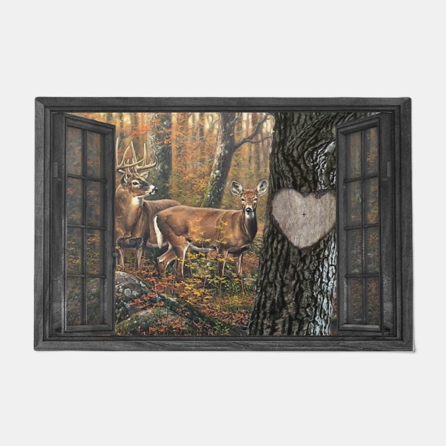 Stomme deer Couples Doormat, wilde dieren Deurmat (Voorkant)