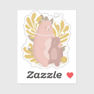Stomme dieren. Mam en baby. Moederdag. Teddy beer Sticker