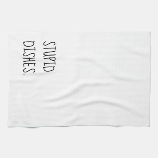 Stomme Dishes Funny Sarcastic Cleantic Humor White Theedoek (Horizontaal)