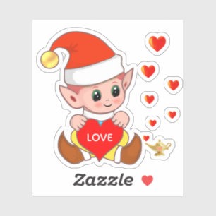 Stomme elf met liefdesharten sticker