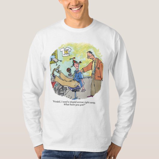 Stomme Excuse witte lange mouw shirt (Voorkant)