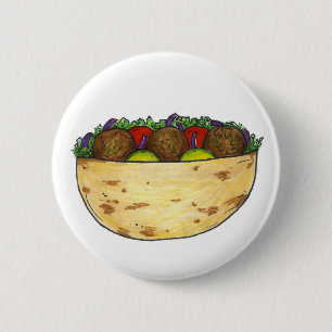 Stomme Falafel Pita Sandwich Mediterranean Food Ronde Button 5,7 Cm
