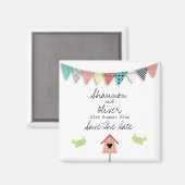 Stomme gedode vogels en vogelhuis sparen de datum magneet (Voorkant / Achterkant)