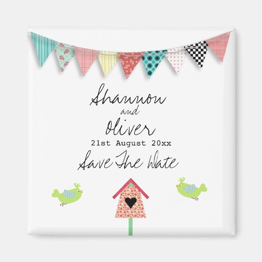 Stomme gedode vogels en vogelhuis sparen de datum magneet (Voorkant)