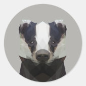 Stomme geometrische badger ronde sticker (Voorkant)