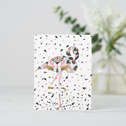 Stomme geometrische Flamingo abstract ontwerp Briefkaart (Staand voorkant)