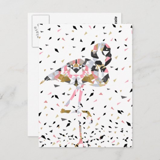 Stomme geometrische Flamingo abstract ontwerp Briefkaart (Voorkant / Achterkant)