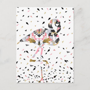 Stomme geometrische Flamingo abstract ontwerp Briefkaart