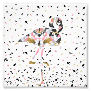 Stomme geometrische Flamingo abstract ontwerp Foto Afdruk