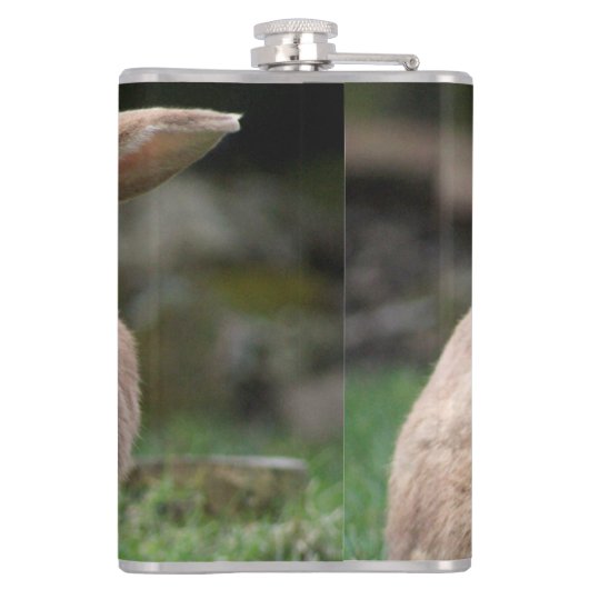 Stomme ginger bunny met grote oren heupfles (Achterkant)