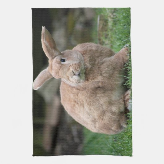 Stomme ginger bunny met grote oren theedoek (Verticaal)