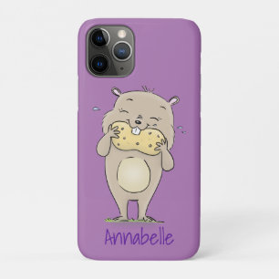 Stomme glimlachende hamster met pinda-cartoon iPhone 11 pro hoesje