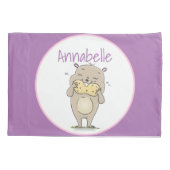 Stomme glimlachende hamster met pinda-cartoon kussensloop (Achterkant)