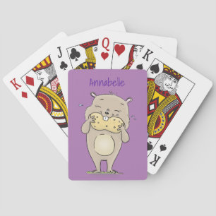 Stomme glimlachende hamster met pinda-cartoon pokerkaarten