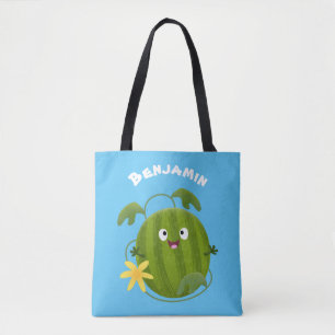 Stomme glimlachende watermeloen cartoon draagtas