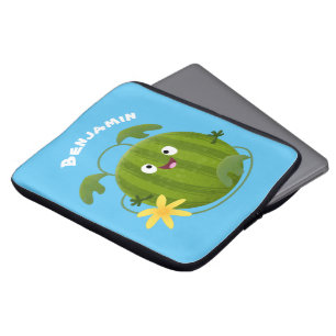 Stomme glimlachende watermeloen cartoon laptop sleeve