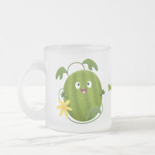 Stomme glimlachende watermeloen cartoon matglas koffiemok