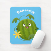 Stomme glimlachende watermeloen cartoon muismat (Met muis)