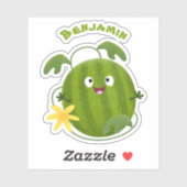 Stomme glimlachende watermeloen cartoon sticker (Vel)
