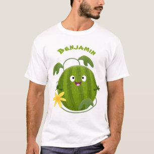 Stomme glimlachende watermeloen cartoon t-shirt