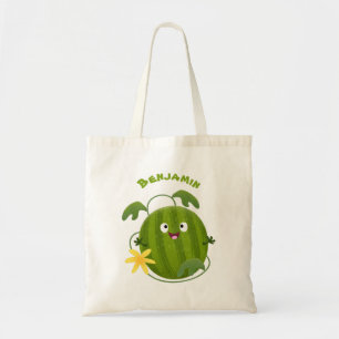 Stomme glimlachende watermeloen cartoon tote bag