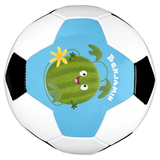Stomme glimlachende watermeloen cartoon voetbal (Gedraaid)
