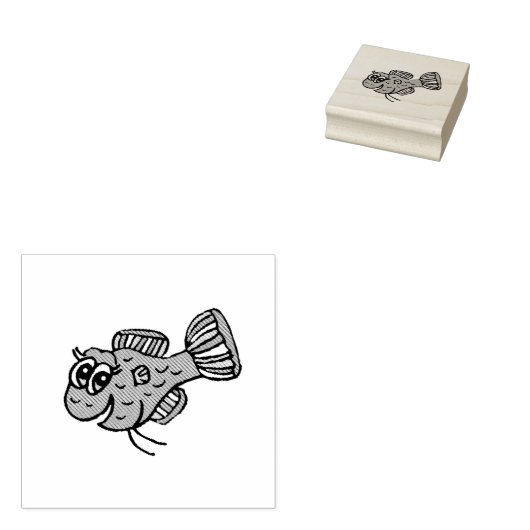 Stomme glimlachte vis 	rubberstempel (Gestempeld)