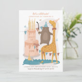 Stomme grappige dieren: beer giraffe. Kinderen Kaart (Staand voorkant)