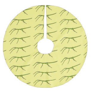 Stomme groene stokinsecten met gelukkige gezichten kerstboom rok